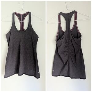 Lululemon Size 6 Women's Tank Top Ruched Racerback Shirt Heather Dark Gray 108